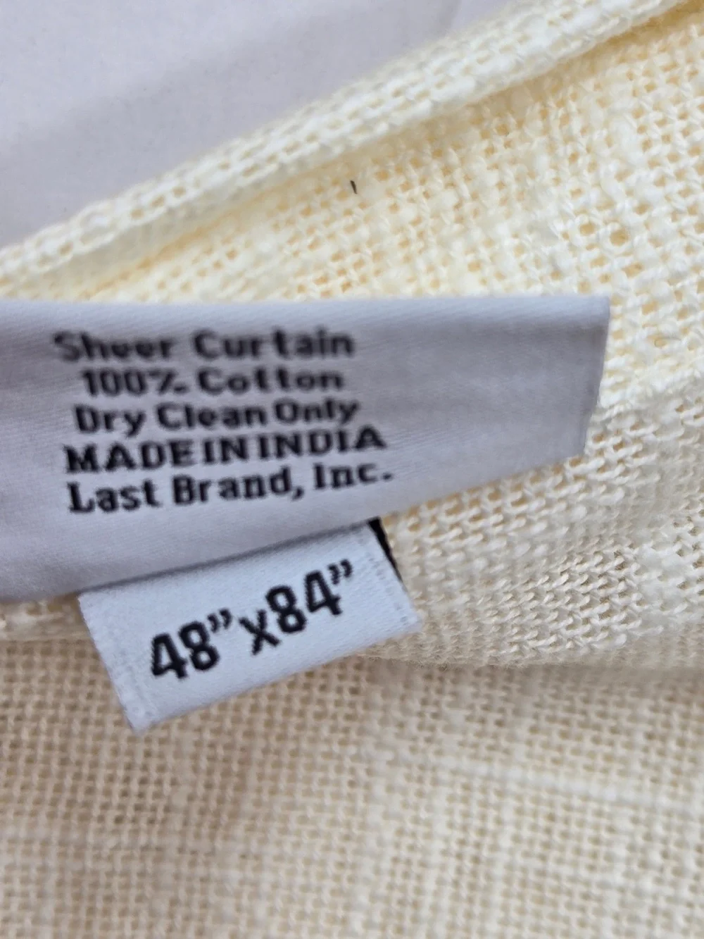 NWT QUINCE Set Of 4 48x84 Cotton Sheer Curtains Ivory 9752